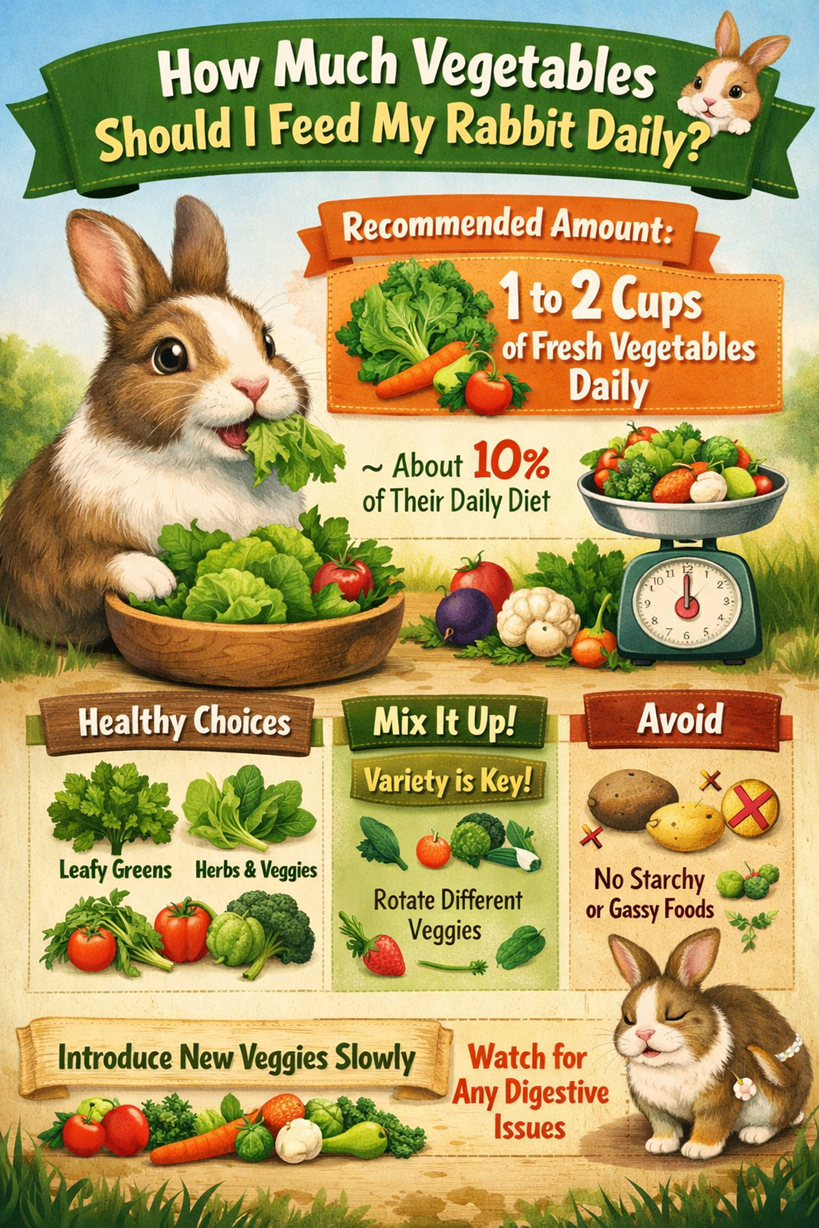 How much vegetables should I feed my rabbit daily