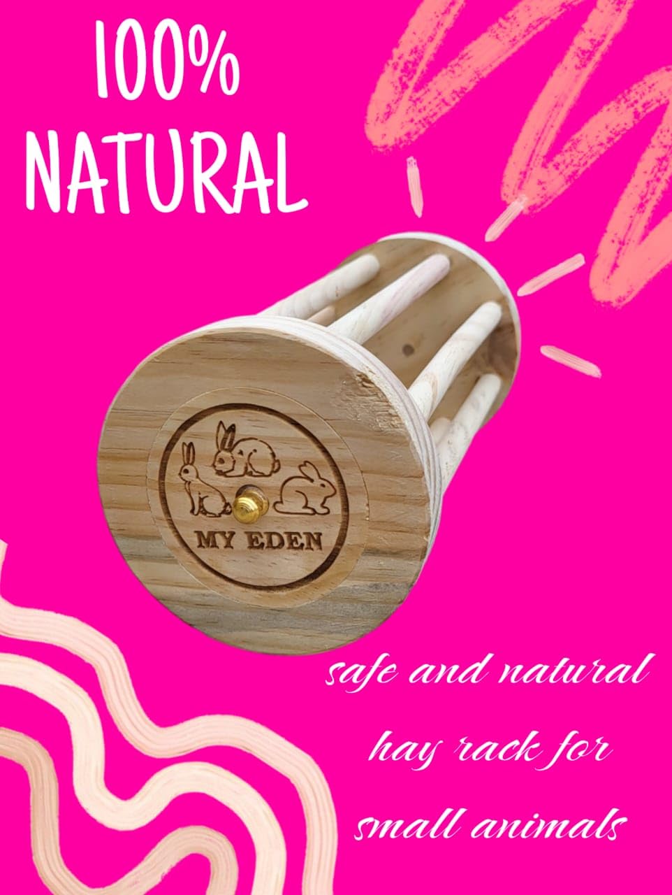 Natural Wooden Hay Feeder for Rabbits/Guinea Pigs/Hamster/Small Animals ( Small Size )