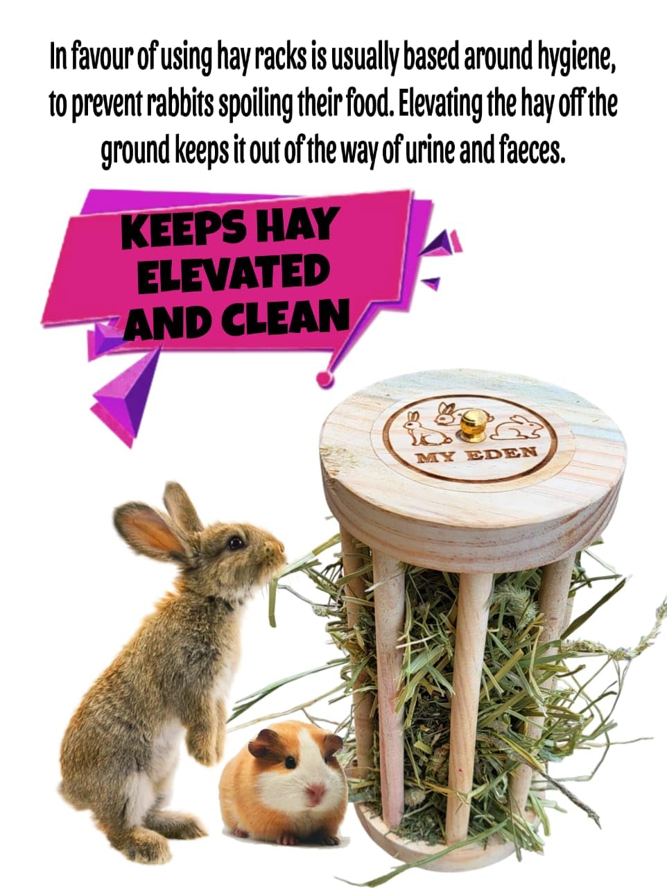 Natural Wooden Hay Feeder for Rabbits/Guinea Pigs/Hamster/Small Animals ( Jumbo Size )