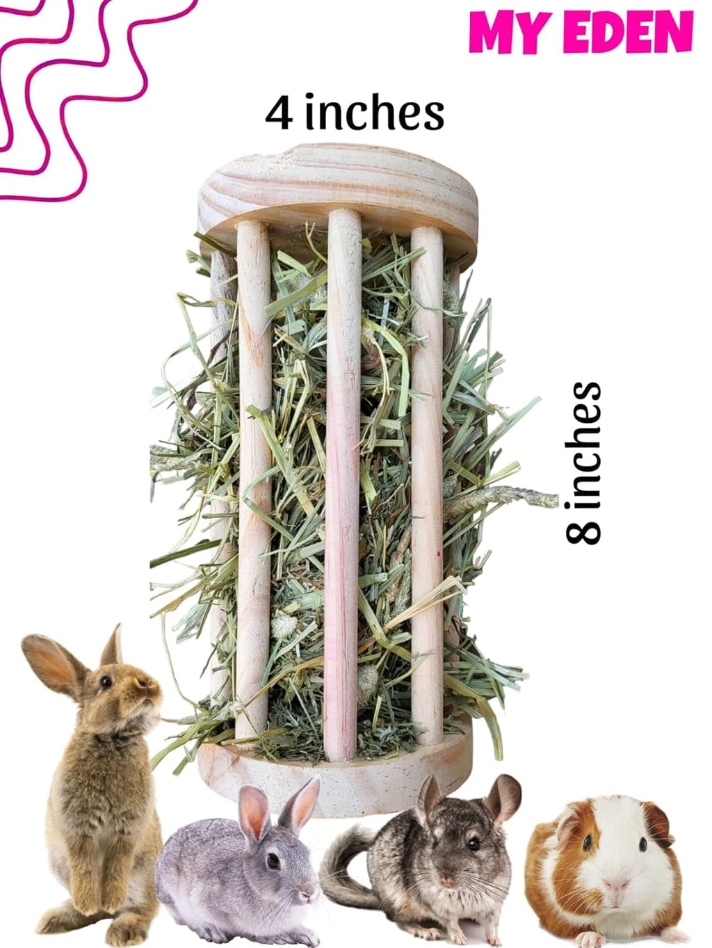 Natural Wooden Hay Feeder for Rabbits/Guinea Pigs/Hamster/Small Animals ( Jumbo Size )