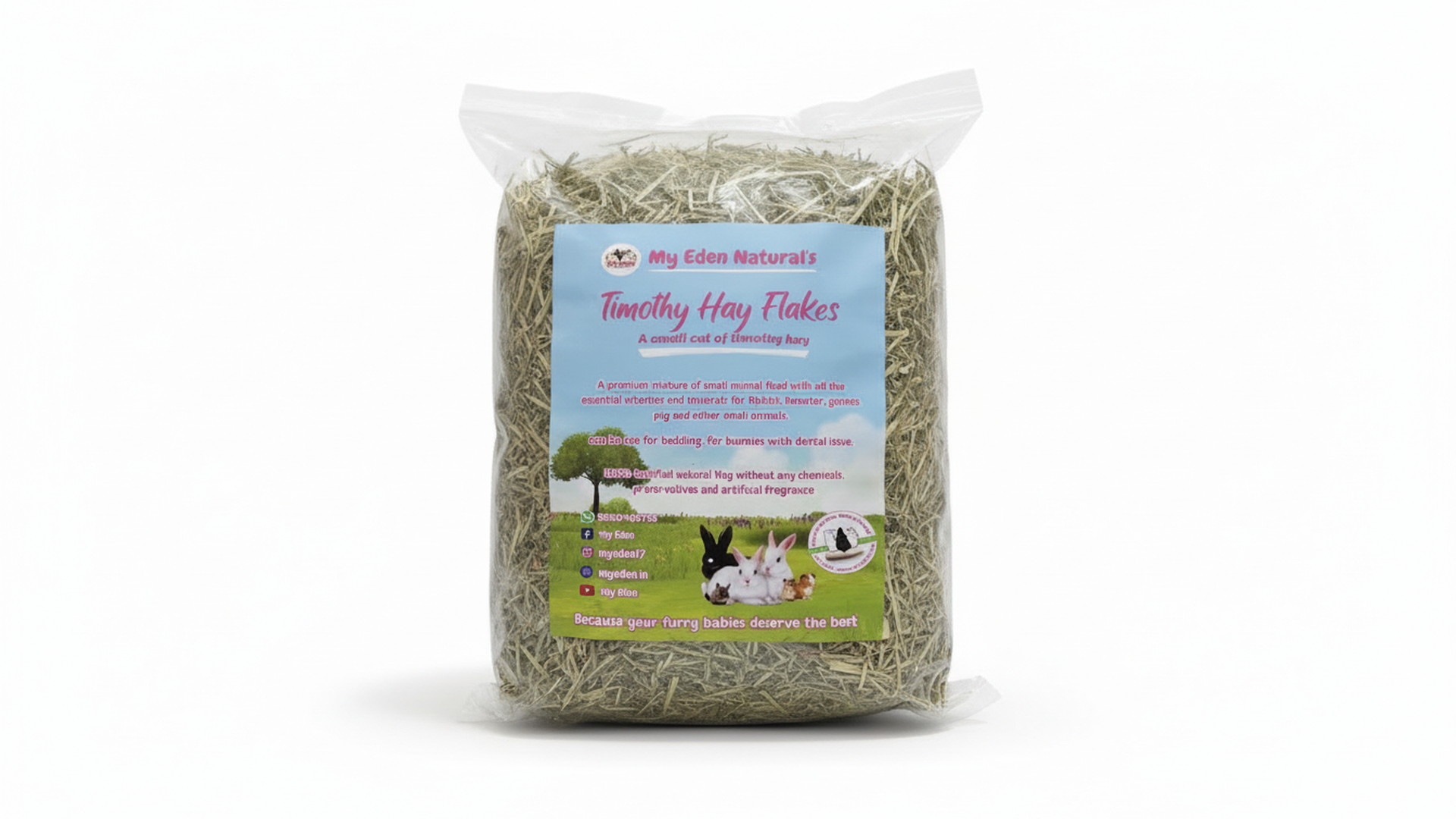 My Eden Small Cutting Timothy Hay Flakes (1 KG),Rabbit