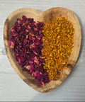 Rose & Marigold  in Palm Leafs plate