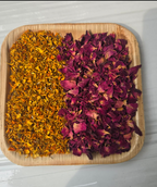 Rose & Marigold  in Palm Leafs plate