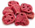 Chew loofa dipped in beetroot