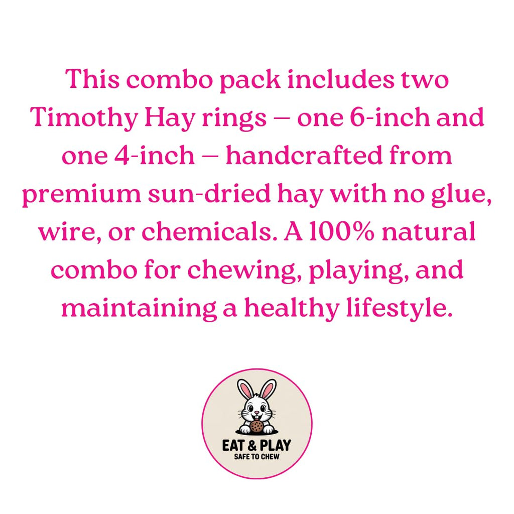 MY EDEN 100% Natural Timothy Hay Rings (Pack of 2) – Organic Handmade Chew Toy for Rabbits and Small Animals