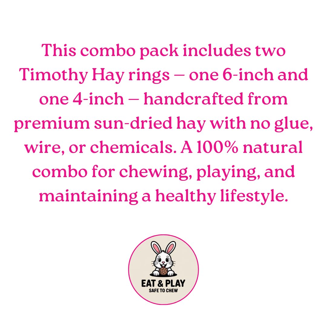 MY EDEN 100% Natural Timothy Hay Rings (Pack of 2) – Organic Handmade Chew Toy for Rabbits and Small Animals